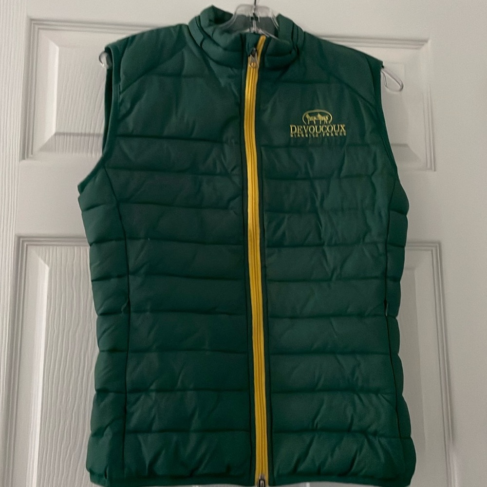 Devoucoux equestrian green quilted vest size small EUC